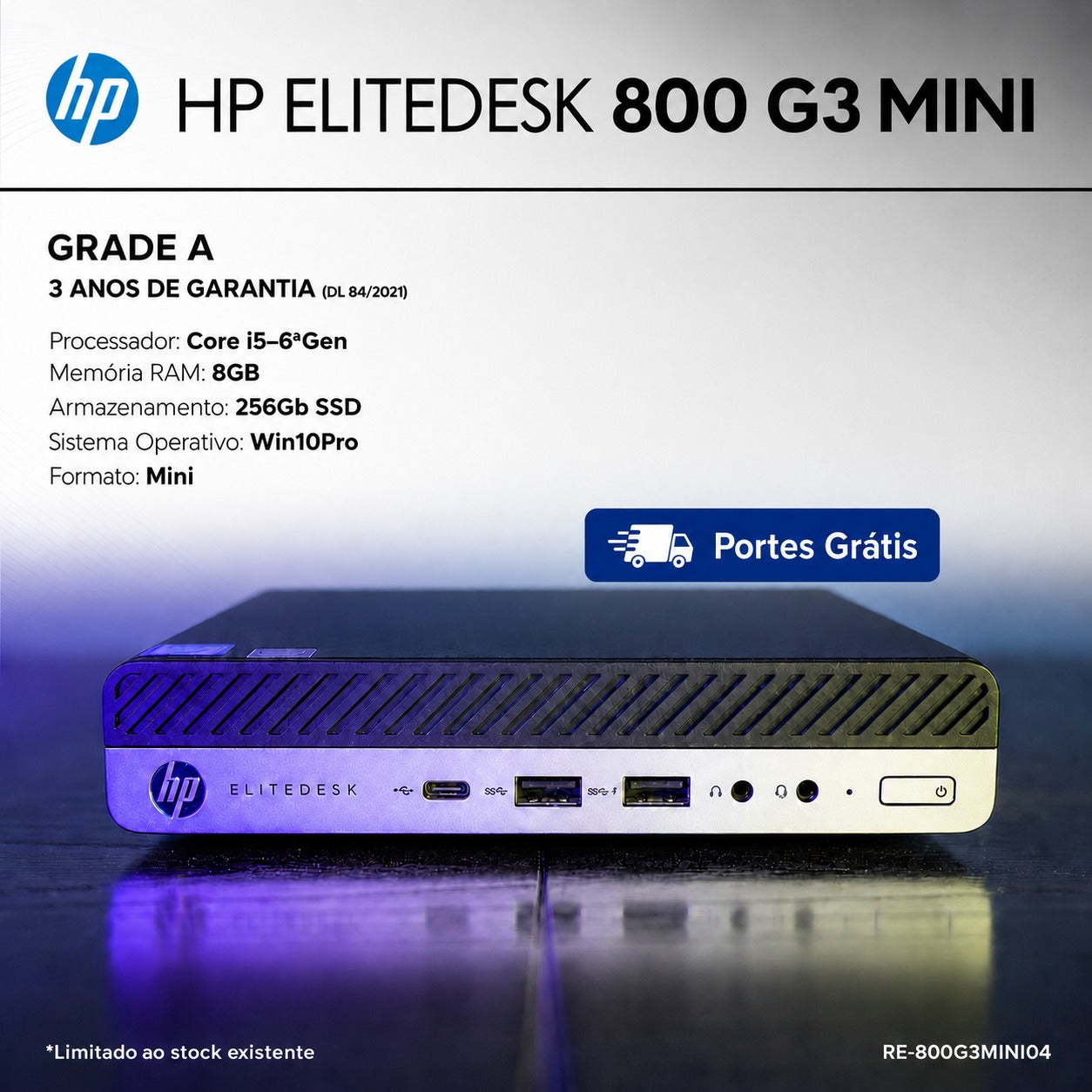 Desktop HP 800 G3 Mini Core i5-6500 8Gb 256Gb SSD Win10 Pro 3Y