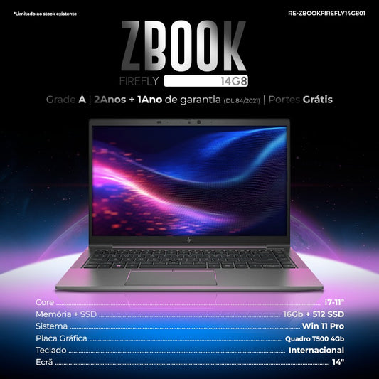 HP Zbook Firefly 14G8 Core i7-11aGen 16Gb 512Gb SSD Quadro T500 4Gb Win11Pro