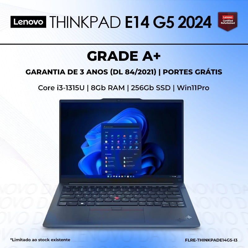 Lenovo ThinkPad E14 G5 2024 Core i3-1315U 8Gb 256Gb SSD Win11Pro | Grade A+
